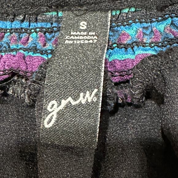 GNW Women Blouse Size S Purple & Blue All Over Print Boho Y2K Fairy Grunge - Picture 4 of 7